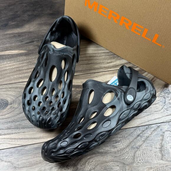 NIB Merrell Hydro Moc Black Gray Womens 10M Water Shoes Waterproof Sandals